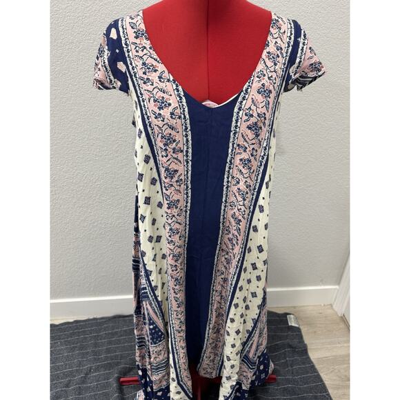 Boho Print High Low Dress Sleeveless Casual Summer Beach Maxi - Picture 2 of 8